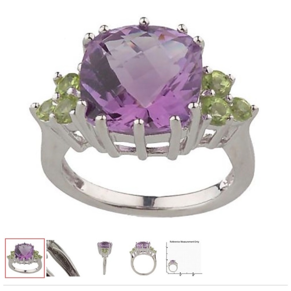Ross-Simons Sterling 6.40 ct tw Amethyst & Peridot Ring/Size 8/NEW/NEVER WORN!